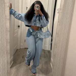 Women Fashion Color Denim Set