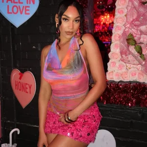 Women Fashion Sexy Printed Halter-Neck Backless Lace-Up Crop Top